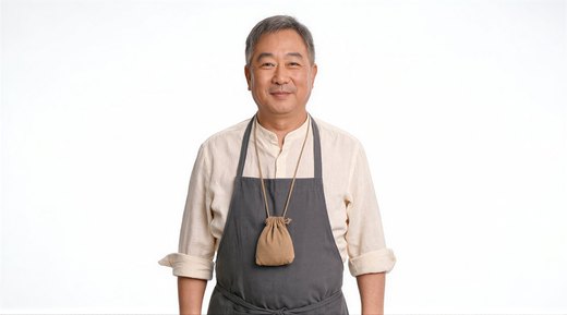 An older man in an apron
