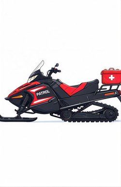A red snowmobile